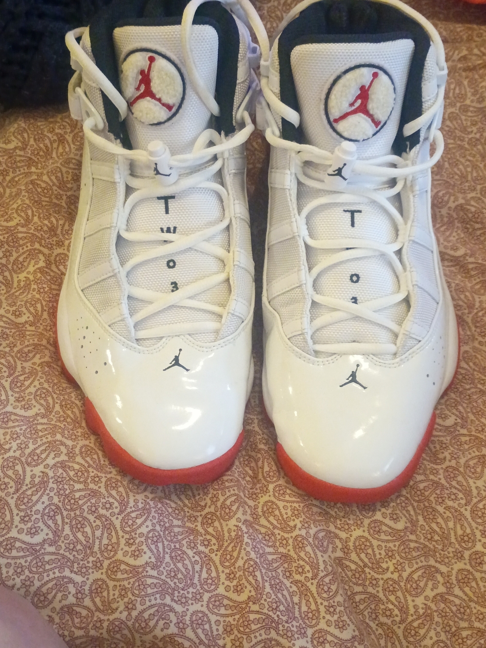 Jordan Mens White/Red Basketball Shoes